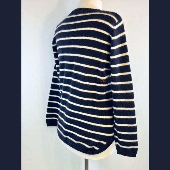 Chinti and Parker Blue and White Striped Cashmere Sweater - Size M - Picture 6 of 14